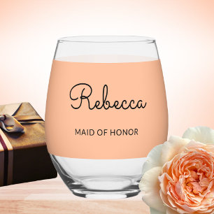 Trauzeugin Monogram Wedding Elegant Chic Peach Weinglas Ohne Stiel