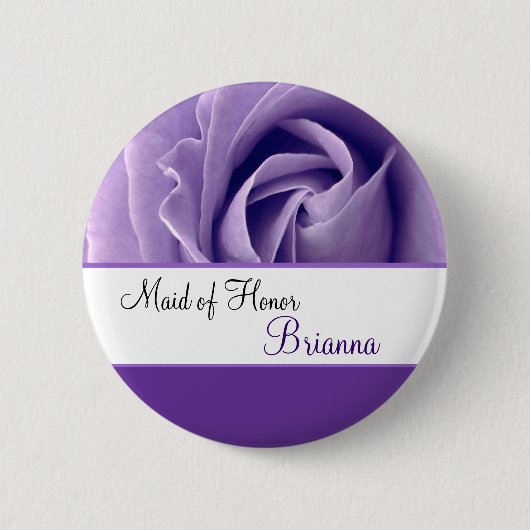 TRAUZEUGIN Name-Lavendel-lila Rose Button (Vorderseite)
