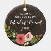 Trauzeugin Personalisiert Bauernhof Boho Florals Keramik Ornament (Hinten)