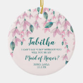 Trauzeugin Personalisierter Vorschlag Rosa Florals Keramik Ornament (Vorne)