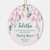 Trauzeugin Personalisierter Vorschlag Rosa Florals Keramik Ornament (Links)