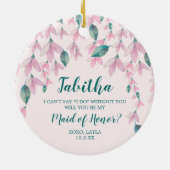 Trauzeugin Personalisierter Vorschlag Rosa Florals Keramik Ornament (Hinten)