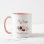 Trauzeugin Pink Marsala Floral Wedding Tasse (Links)