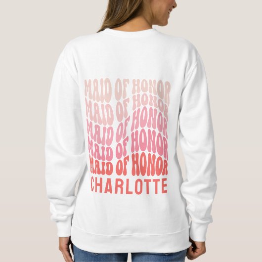 Trauzeugin Pink modern mädchenhaft Retro 60er Jahr Sweatshirt (Rückseite)