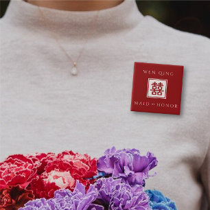 Trauzeugin Red Square Doppelfröhlichkeit Hochzeit Button