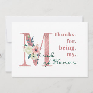 Trauzeugin Rosa Blumenzettel Hochzeit Dankeskarte