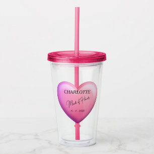 Trauzeugin Rosa Brautparty Personalisiert Acryltrinkbecher