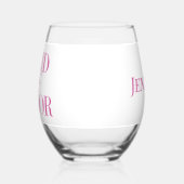 Trauzeugin Rosa Modernes Personalisiert Weinglas Ohne Stiel (Links)