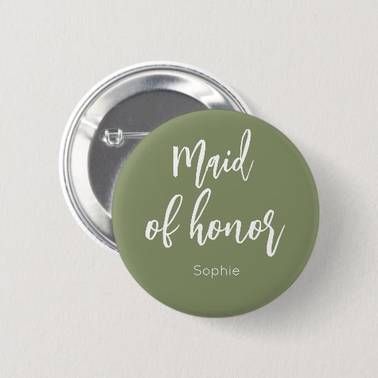 Trauzeugin Sage Green Wedding Button (Vorne & Hinten)
