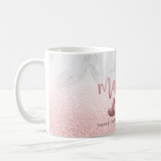 Trauzeugin Script Imitate Rose Gold + Snow Bokeh Kaffeetasse (Links)
