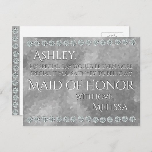 Trauzeugin - Silver & Diamonds Postkarte (Vorne/Hinten)