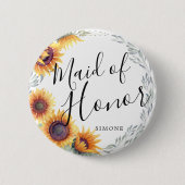 Trauzeugin Sonnenblumen Florals Custom Wedding Button (Vorderseite)