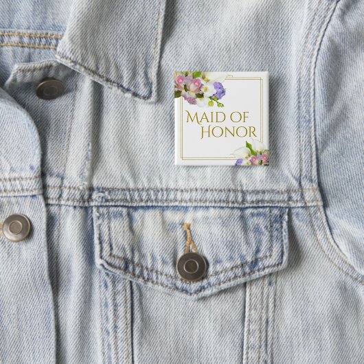 Trauzeugin Spring Floral Bouquet Wedding Button (Beispiel)