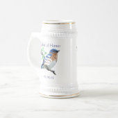 Trauzeugin Stein Wedding Vintag Bluebirds Bierglas (Vorderseite Links)