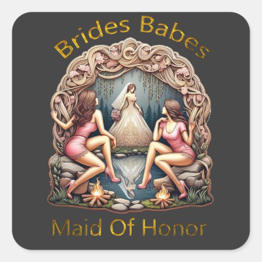 Trauzeugin Stolz in einem Brautparty Thema Quadratischer Aufkleber (Vorderseite)