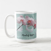 Trauzeugin Tasse Rosa Orchideen Grüner Hintergrund (Links)