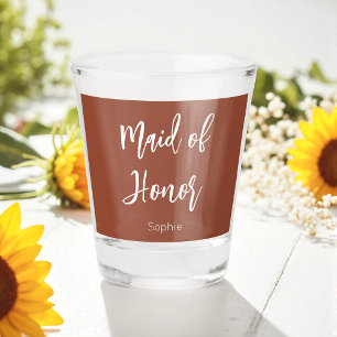 Trauzeugin Terracotta Brown Wedding Schnapsglas