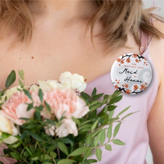 TRAUZEUGIN Tropische Blume Wirbel Chic Wedding Button