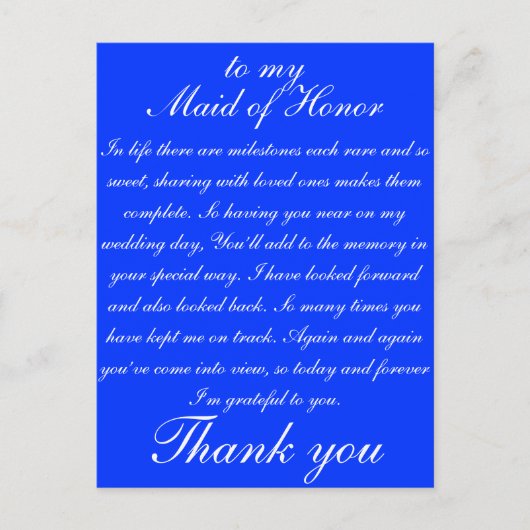 Trauzeugin Vielen Dank Postkarte (Vorderseite)