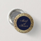 Trauzeugin Vintage Navy Blue Gold Rose Button (Vorne & Hinten)