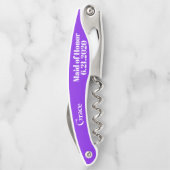 Trauzeugin Violet Hochzeitsschrauben Kellnermesser (Rückseite)