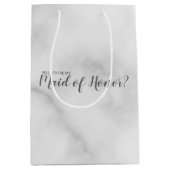 Trauzeugin Vorschlag Elegant Marble Script Mittlere Geschenktüte (Vorderseite)