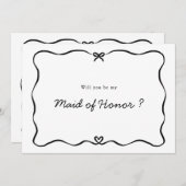 Trauzeugin Vorschlag Niedlich Bow Heart Rahmen Einladung (Vorne/Hinten)