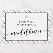 Trauzeugin Vorschlag Schwarz Rosa Sparkling Wein Schaumweinetikett (Einzelnes Label)