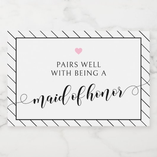 Trauzeugin Vorschlag Schwarz Rosa Sparkling Wein Schaumweinetikett (Einzelnes Label)