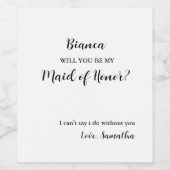 Trauzeugin Vorschlag Werden Sie meine Ehrerbietung Weinetikett (Einzelnes Label)