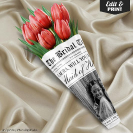Trauzeugin Vorschlag Zeitung Blume Bouquet Geschenkpapier Set