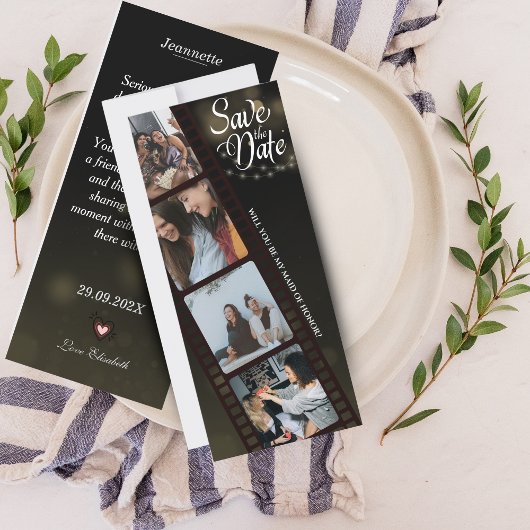 Trauzeugin Vorschlagskarte mit 4-Foto Collage Save The Date