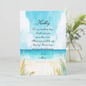 Trauzeugin "Watercolor Blue Ocean Beach" Einladung (Stehend Vorderseite)