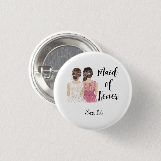 Trauzeugin Wedding Brautparty Pinback Button (Vorne & Hinten)