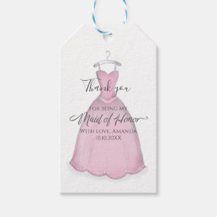 Trauzeugin Wedding Danke Vintages rosa Kleid Geschenkanhänger