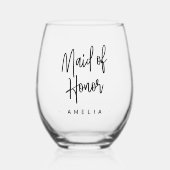 Trauzeugin Weinglas Ohne Stiel (Vorderseite)