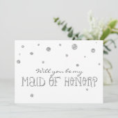 TRAUZEUGIN Weiße und Silberne Glitzer-Punktkarte Einladung (Stehend Vorderseite)