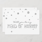 TRAUZEUGIN Weiße und Silberne Glitzer-Punktkarte Einladung (Vorne/Hinten)