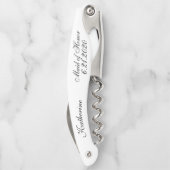 Trauzeugin White Black Wedding Corkschrauben Kellnermesser (Rückseite)