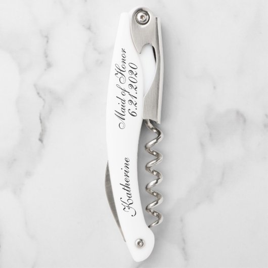 Trauzeugin White Black Wedding Corkschrauben Kellnermesser (Rückseite)