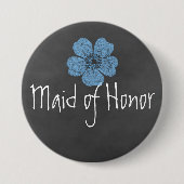 Trauzeugin Wild Blue Rose Chalkboard Button (Vorderseite)