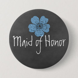 Trauzeugin Wild Blue Rose Chalkboard Button