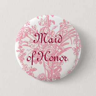 Trauzeuginknopf auf hübschem rosa Blumenbackgro Button