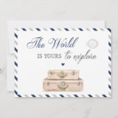 Travel Adventure Baby Boy Rund um die Weltdusche Einladung (Rückseite)