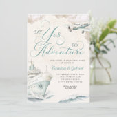 Travel Adventure Cruise Engagement Party Einladung (Stehend Vorderseite)