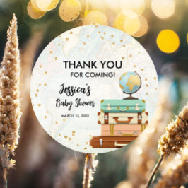 Travel Adventure Gold Confetti Baby Dusche Geschenkanhänger