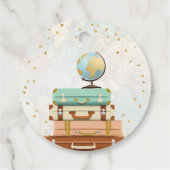 Travel Adventure Gold Confetti Baby Dusche Geschenkanhänger (Rückseite)