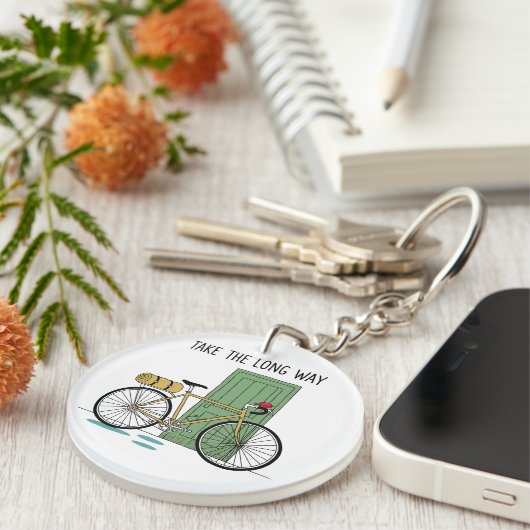 Travel Adventure Line Art – Take the Long Way Schlüsselanhänger (Vorderseite rechts)