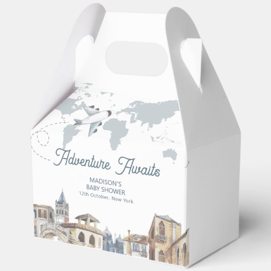 Travel Adventure World Map Airplane Baby Shower Geschenkschachtel (Vorderseite)