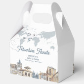 Travel Adventure World Map Airplane Baby Shower Geschenkschachtel (Rückseite)